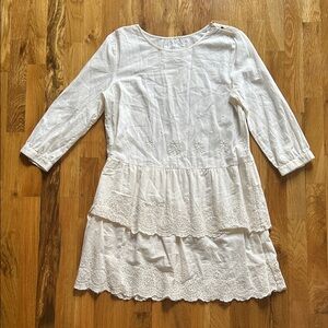 THE GREAT. White Tiered Eyelet Dress